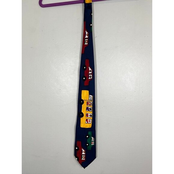 Retro Silk School Bus Save the Children Preppy Classic Chic Artsy Work Wear 80s - Picture 2 of 9